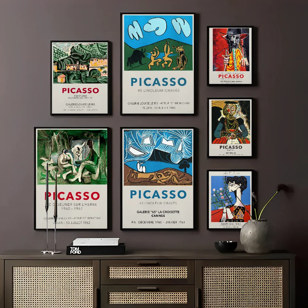 Picasso World Famous Painter Artworks Abstract Figure Poster Self-adhesive Art Poster Whitepaper Prints Posters Artwork