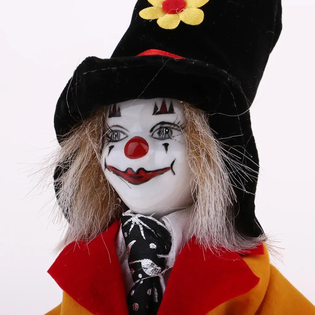 

Porcelain Jester Clown Dolls Twistable Limbs Colorful Costume Art Souvenir for Kids Birthday Gift