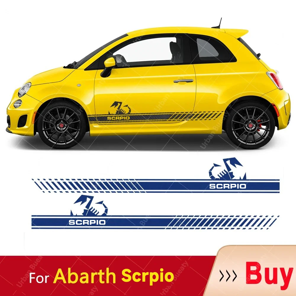 

Scrpio Side Skirt Sticker Racing Sport Decals Stripe Wraps Body Stickers For Fiat Abarth 500 695 595 124 Spider 600e Pulse Punto