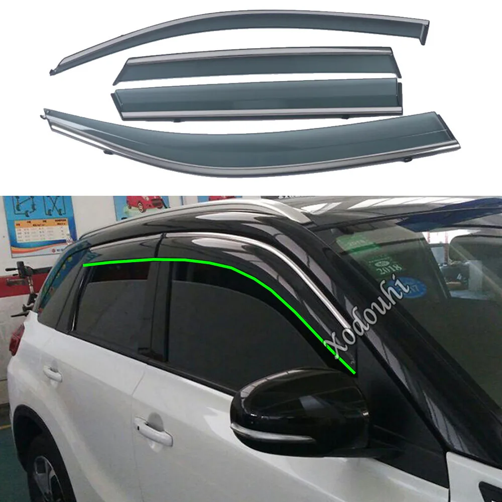 

For Suzuki Vitara 2016 2017 2018 2019 2020 Car Body Styling Stick Lamp Plastic Window Glass Wind Visor Rain/Sun Guard Vent 4PCs