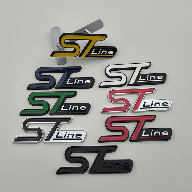 ثلاثية الأبعاد شعار معدني ST خط سيارة الجبهة مصبغة شعار الخلفي الجذع شارة لفورد إيدج/بوما/كوغا/مونديو/فييستا/Ecosport/التركيز الملحقات #1