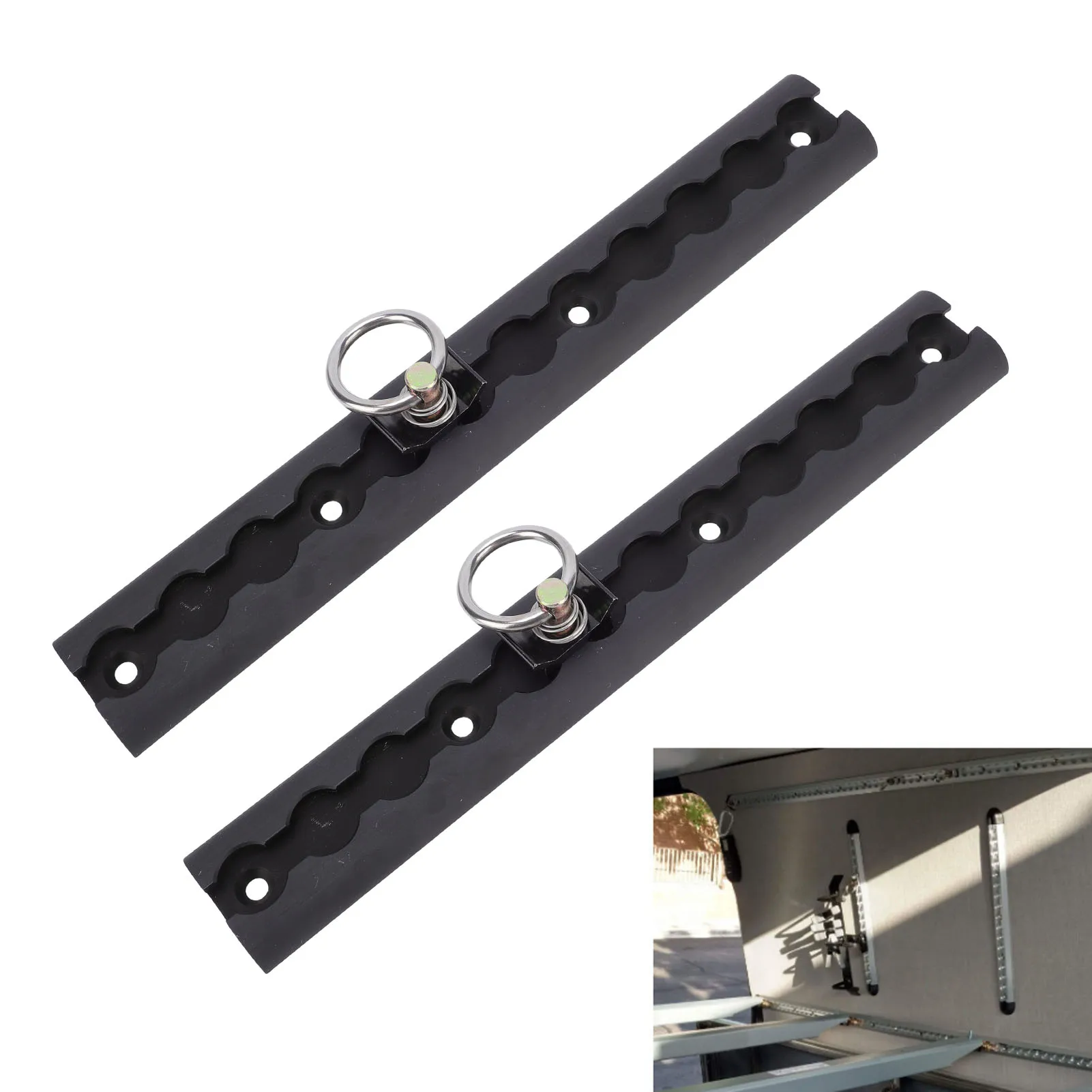 

2Pcs Aluminum L Track Rail 304mm Thickened L Track Tie Down Rail with 4 Round Rings for Motorcycles ATVs Dirt Bikes Pickup Truck