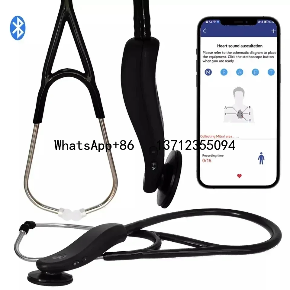 Estetoscopio eléctrico inteligente de dientes azules para médico, estetoscop médico electrónico digital con núcleo iv para cardiología