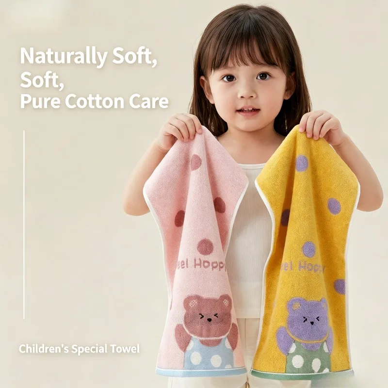 1/3/5Pcs All cotton A-class children's towe thickened absorbent cute babies wipe their face pure cotton non shedding face towel