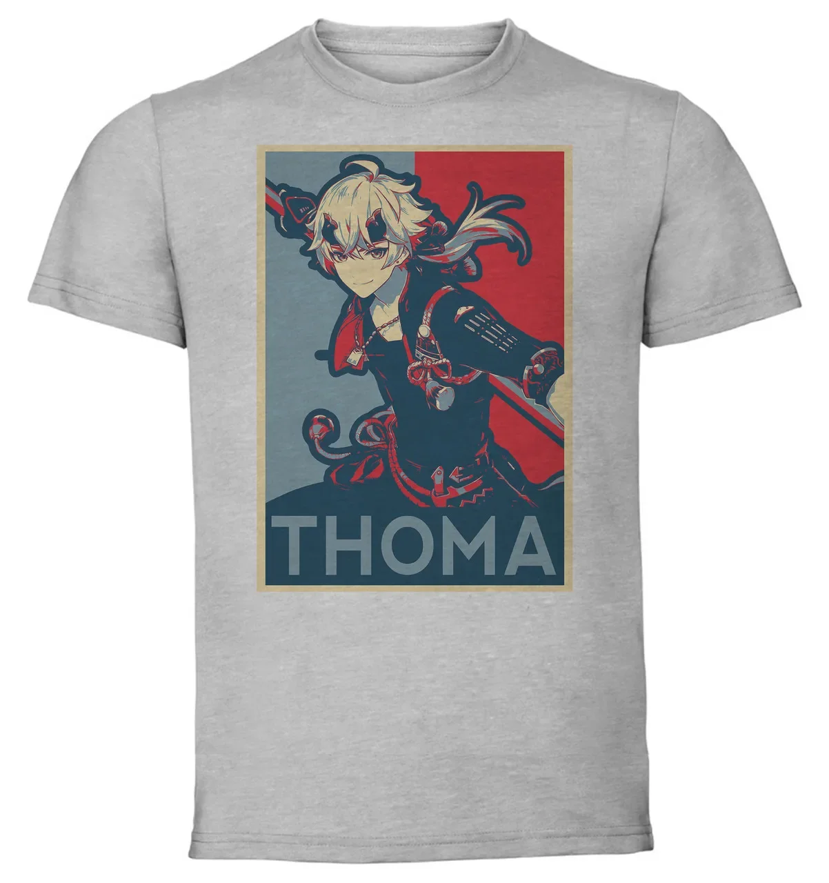 T-Shirt Unisex Grey Propaganda Genshin Impact Thoma SA0940