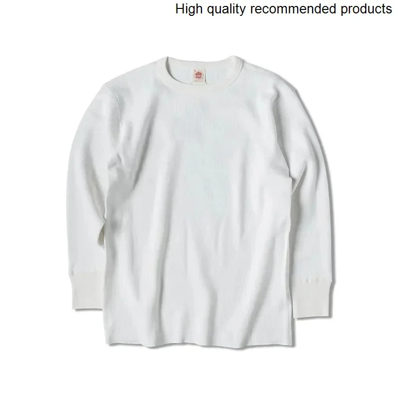 

waffle NONSTOCK men's 400g heavy round neck long-sleeved T-shirt 4 needle 6 thread needle bottoming shirt
