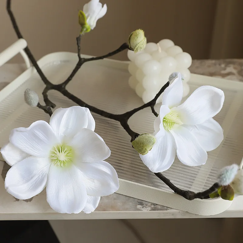 58cm Retro Kunstmatige Magnolia Bloem Bruiloft Woondecoratie Bloemenornamenten Kunstbloemen Gesimuleerde Magnolia Decoracion