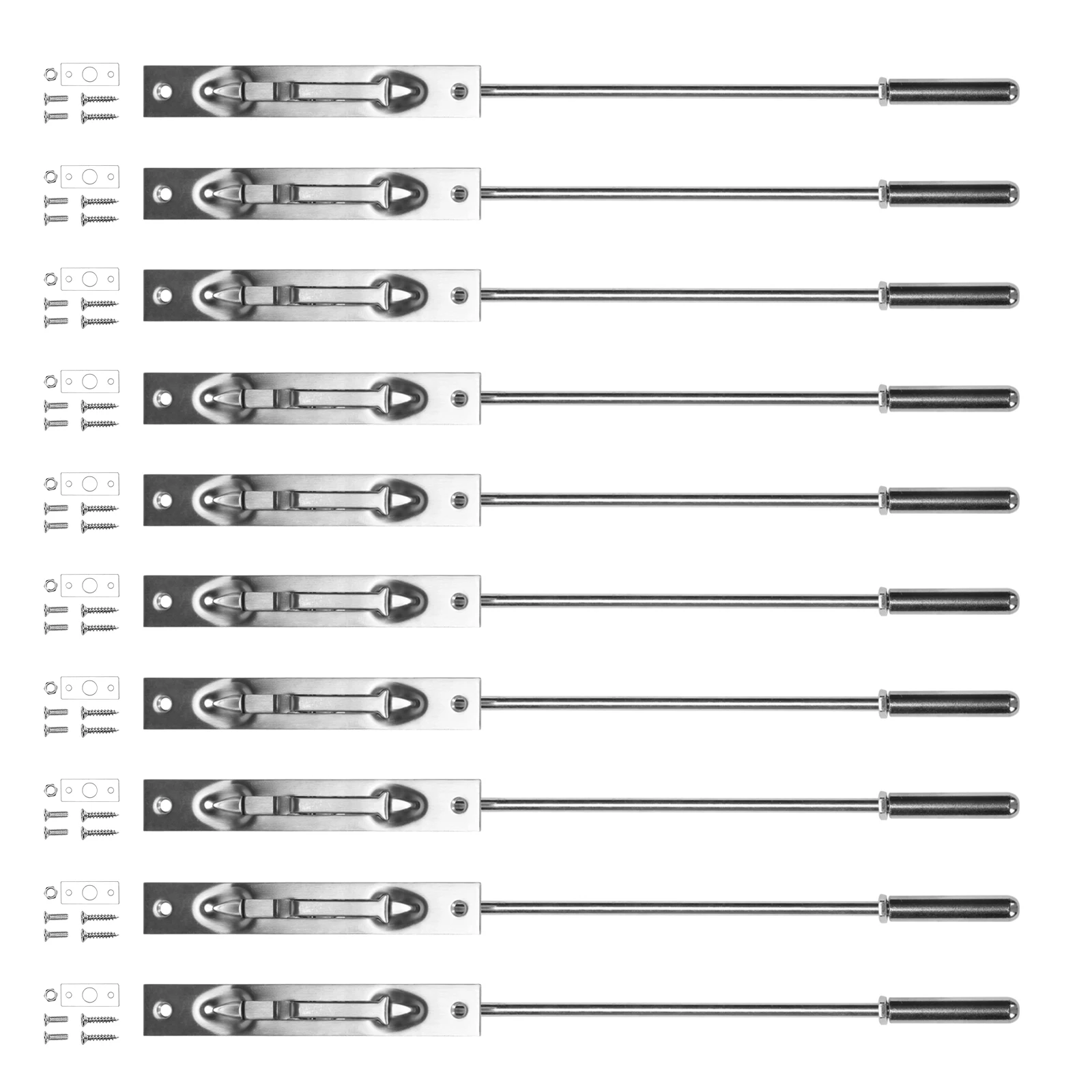 

10 Pcs Lever Action Flush Bolt Latch 16.54inch Flush Mount Extension Bolt Solid Stainless Steel for French Doors Composite Doors