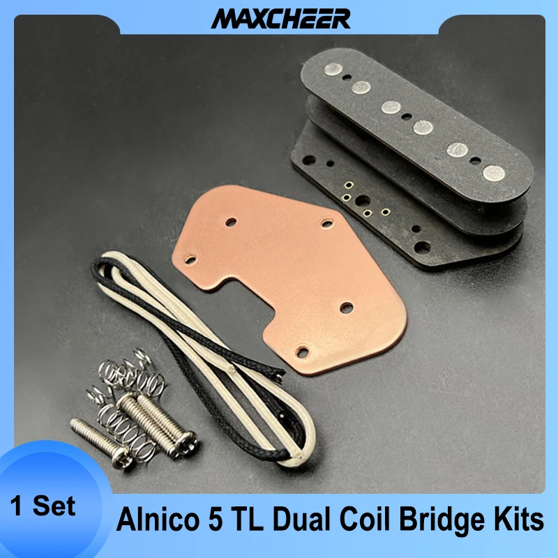 [Pickup DIY Kits] Alnico 5 TL Dual Coil Bridge Humbucker Kits- Fiber Bobbin/Alnico V Pole Piece/Waxed Cloth Cable for TL Guitar