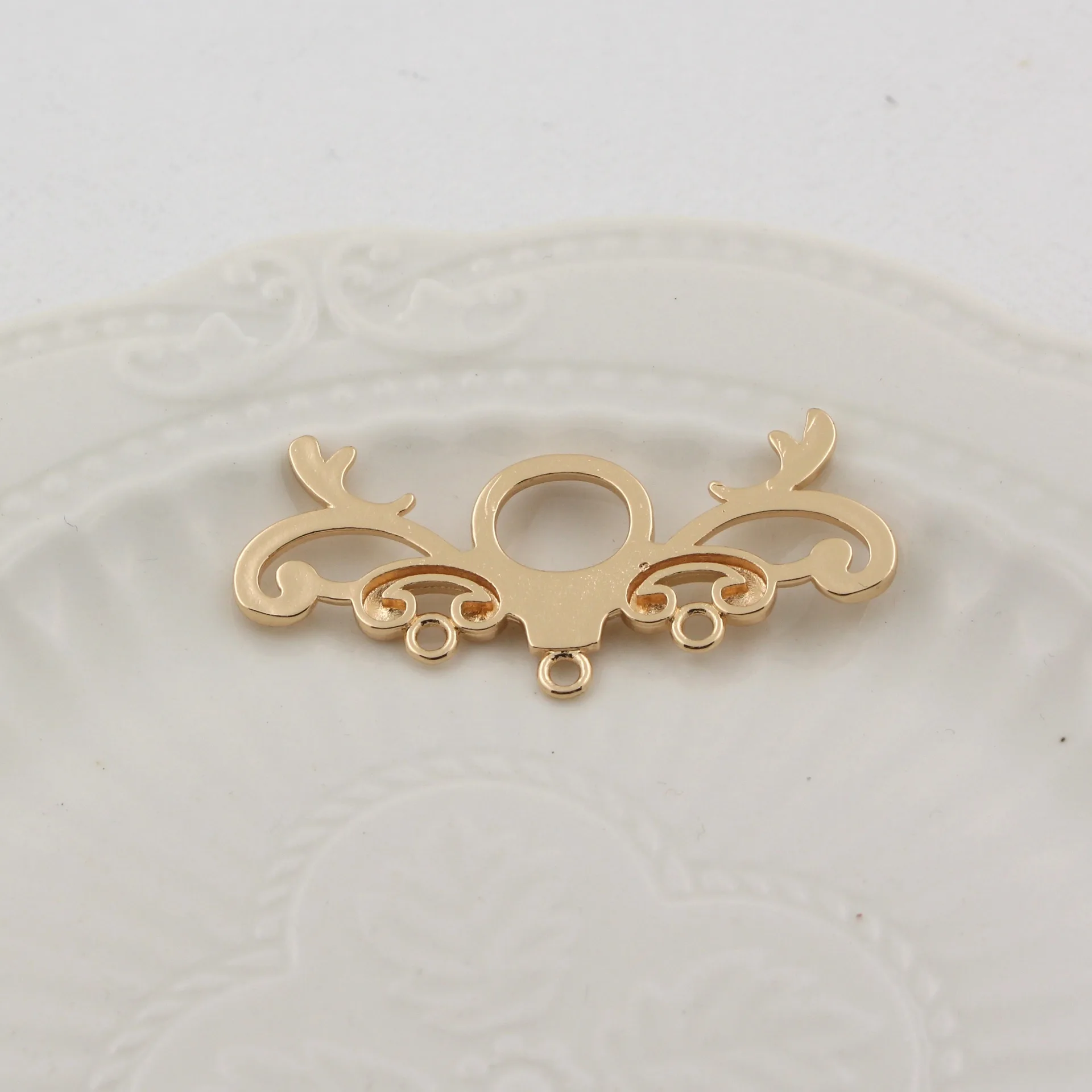6pcs fits 10x12mm Oval Cameo Findings Brass Casted Deer Antler Pendant Stamping Decoration Strong Bezel Base Blanks Setting DIY