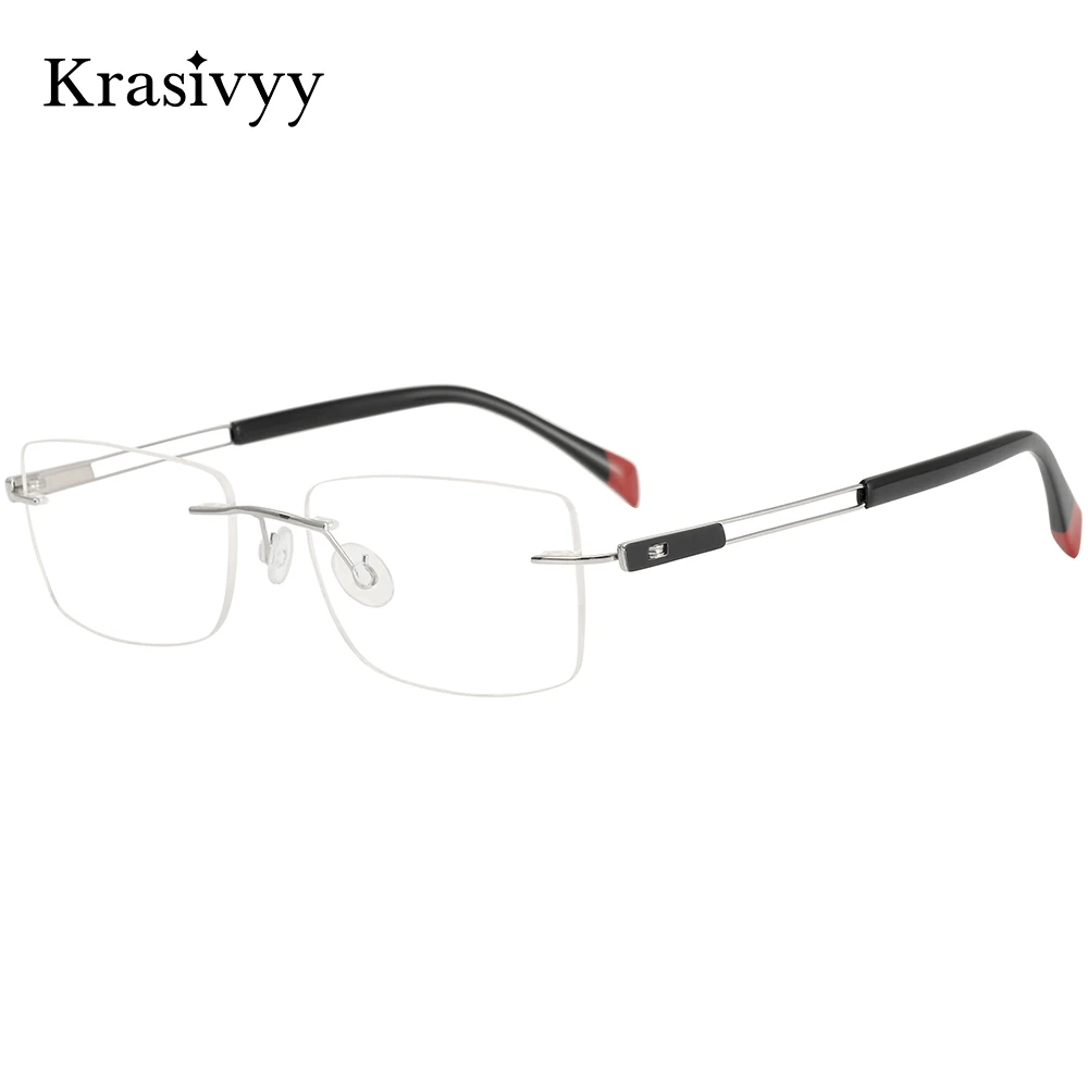 

Krasivyy Screwless Rimless Glasses Frame Men Titanium Ultralight Square Prescription Eyeglasses Women European Brand Eyewear