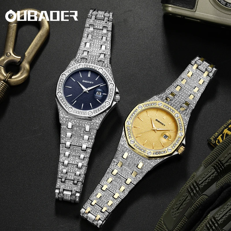 

Oubaoer Business Luxury Men's Watch Stainless Steel Waterproof Timing Quartz Men's Watch Automatic Date Display Gift for Men