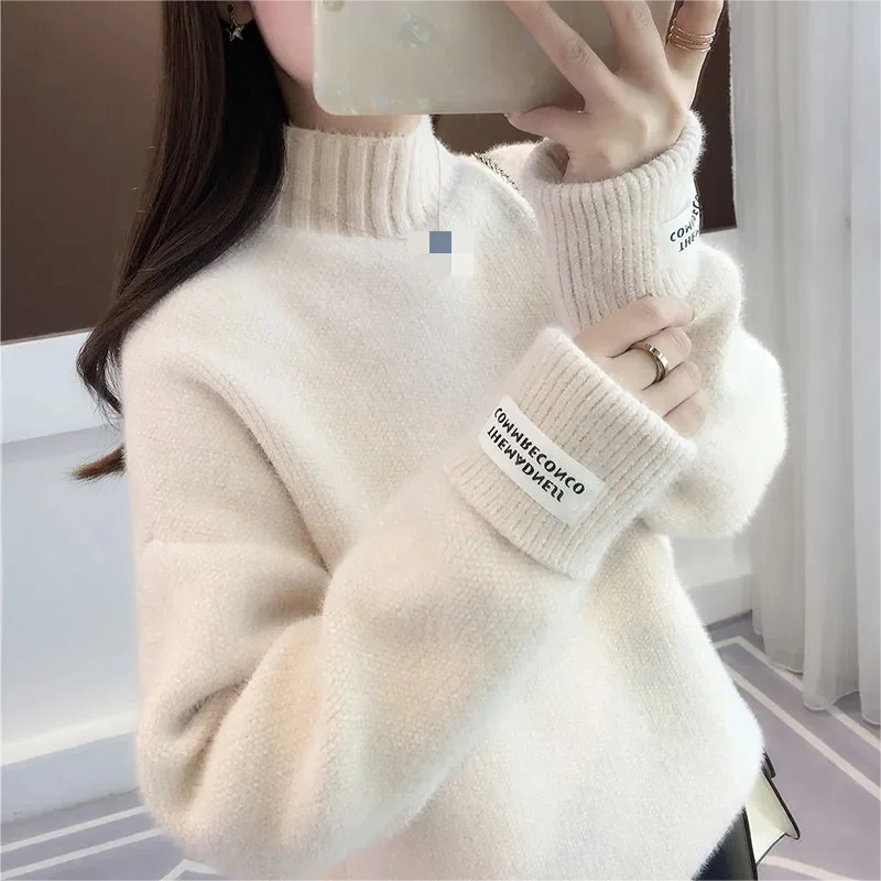 

Turtleneck loose casual sweater Women's autumn and winter knit pullover loose Korean sweater
