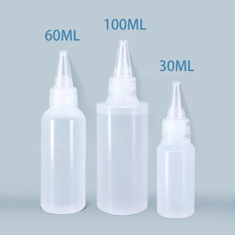 30/60/100ml leere Pe-Plastik leim flaschen mit auf schraub baren Deckeln quetschen flüssige Tinten öl tropf flaschen Pigment behälter Garrafa