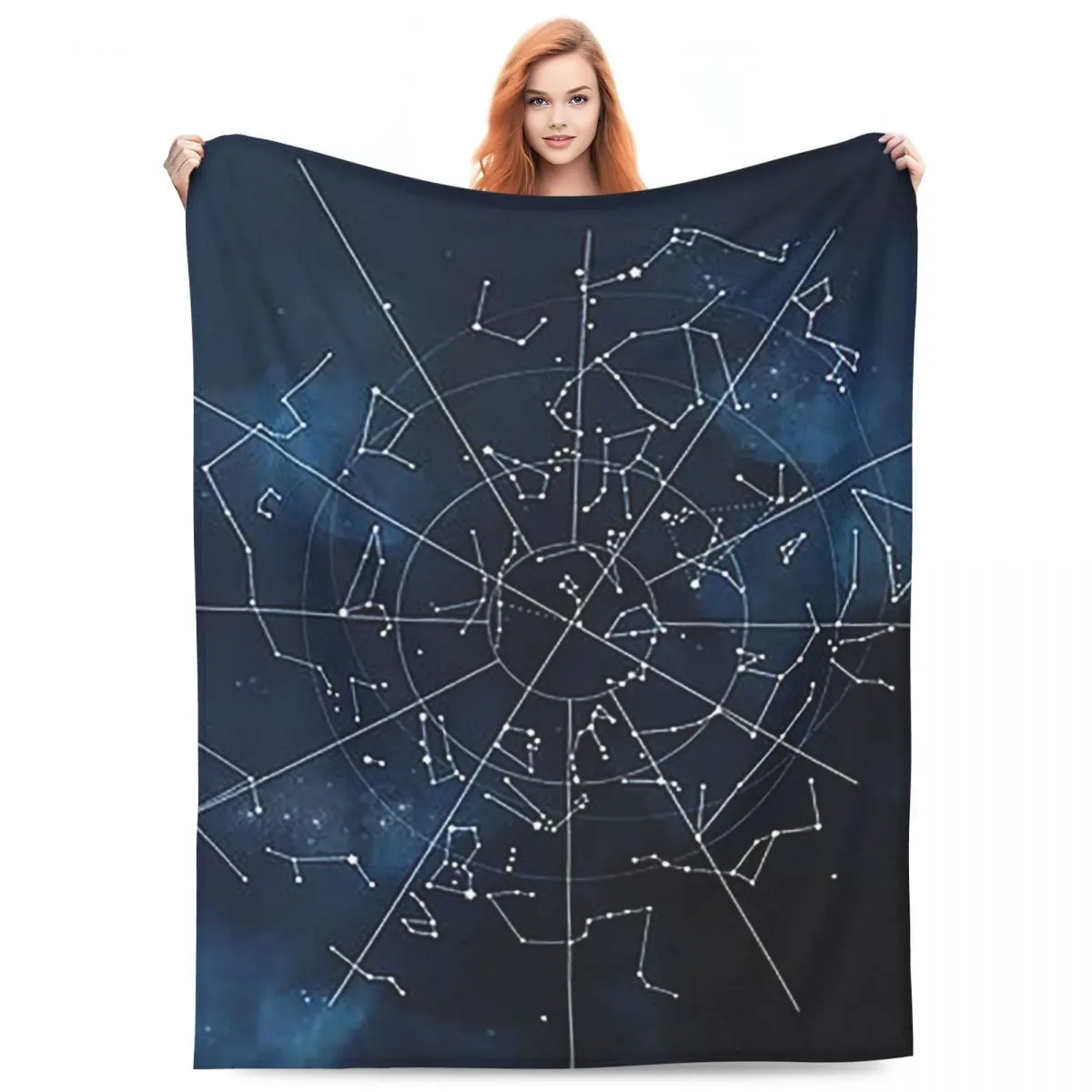 Zodiac Constellations Space Blanket Flannel Sofa Throw Blanket Super Soft for Couch Bedding Office Throws Bedspread Quilt