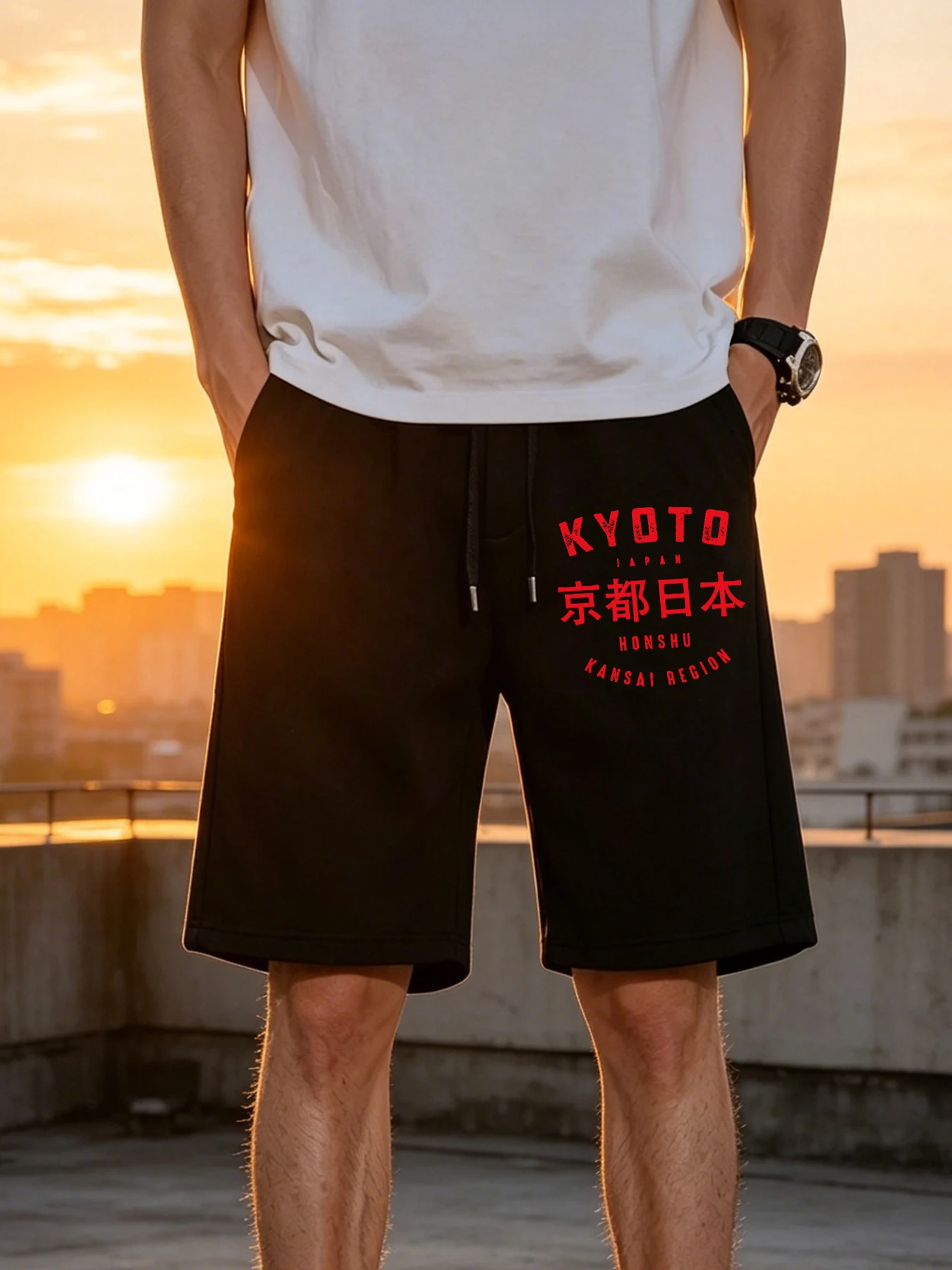 Kyoto Japan Honshu Print Male Fitness Office Bottom Stretch Loose Short Pants Simple Summer Basic Sportpants All-Match Shorts