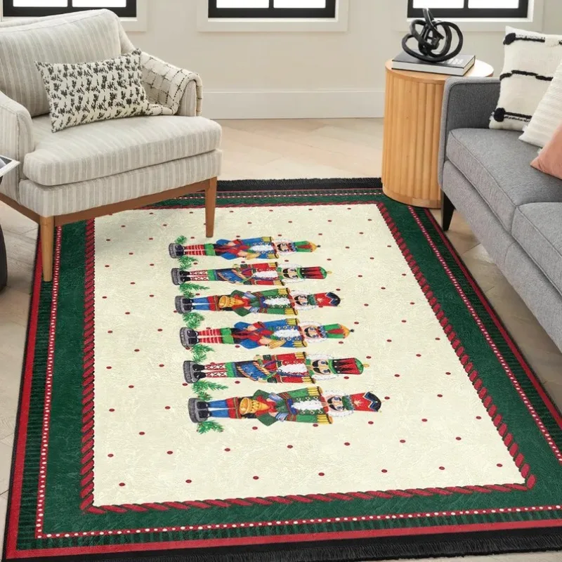 

Nutcracker Area Rug Christmas Themed Floor Mat|Red and Green Carpet Festive Living Room Rug Nutcracker Decor Holiday Area Mat