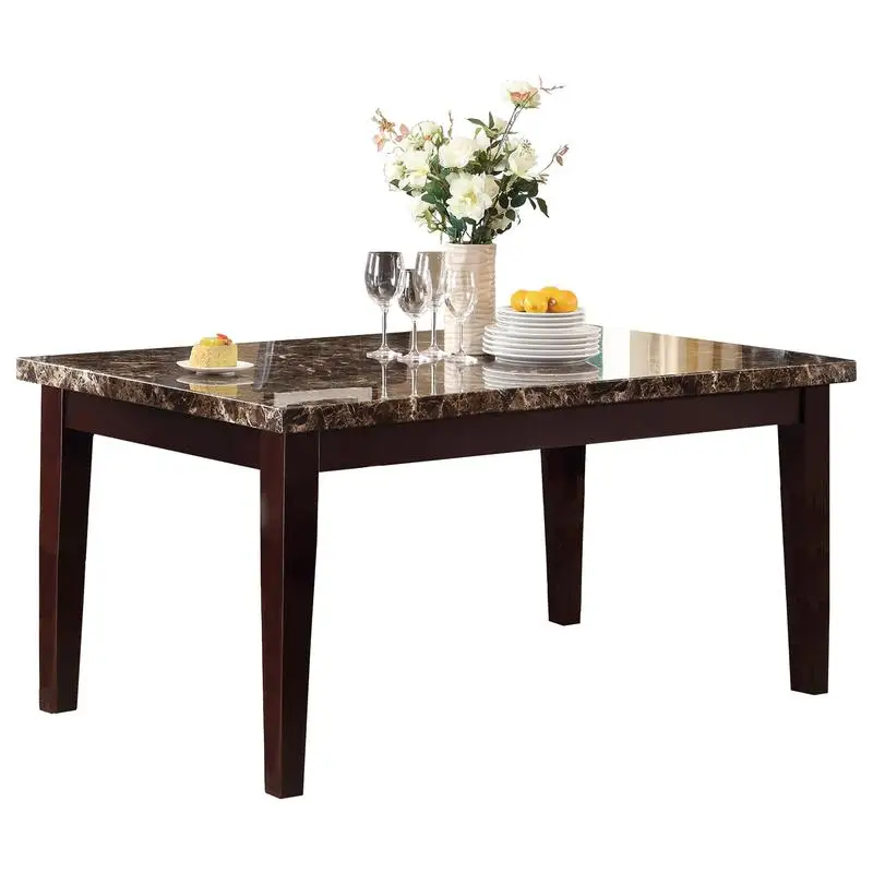 

Transitional Casual 1pc Dining Table with Faux Marble Top for Modern Dining Room