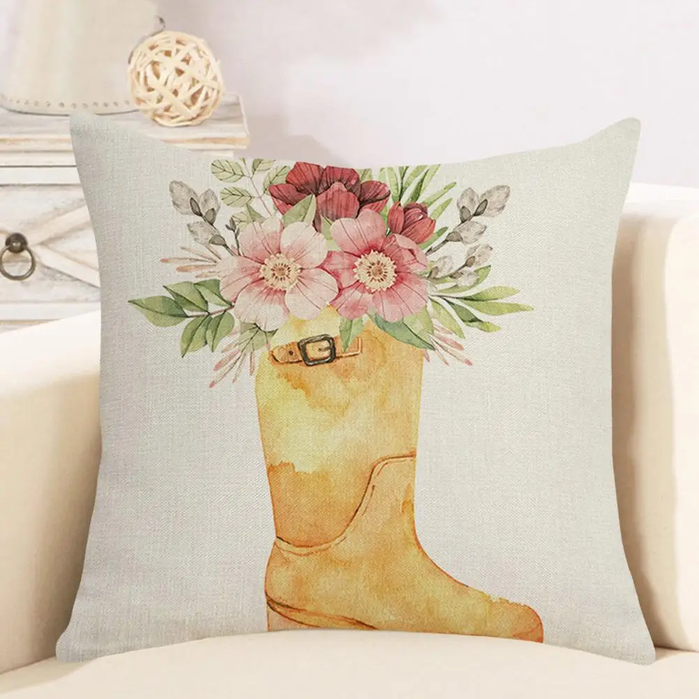 Soft Pillowcase Easter Pillowcase Easter Bunny Egg Flower Boot Pillow Case Reusable Holiday Decoration for Sofa Bedroom Square