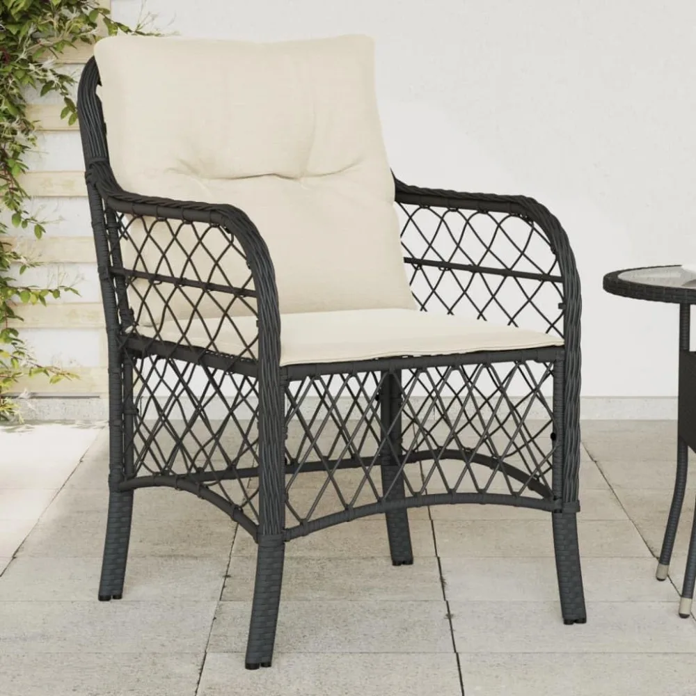 

Outdoor leisure chair with cushion/black PE wicker/garden chair set - outdoor living room/2 chair with cushion seat