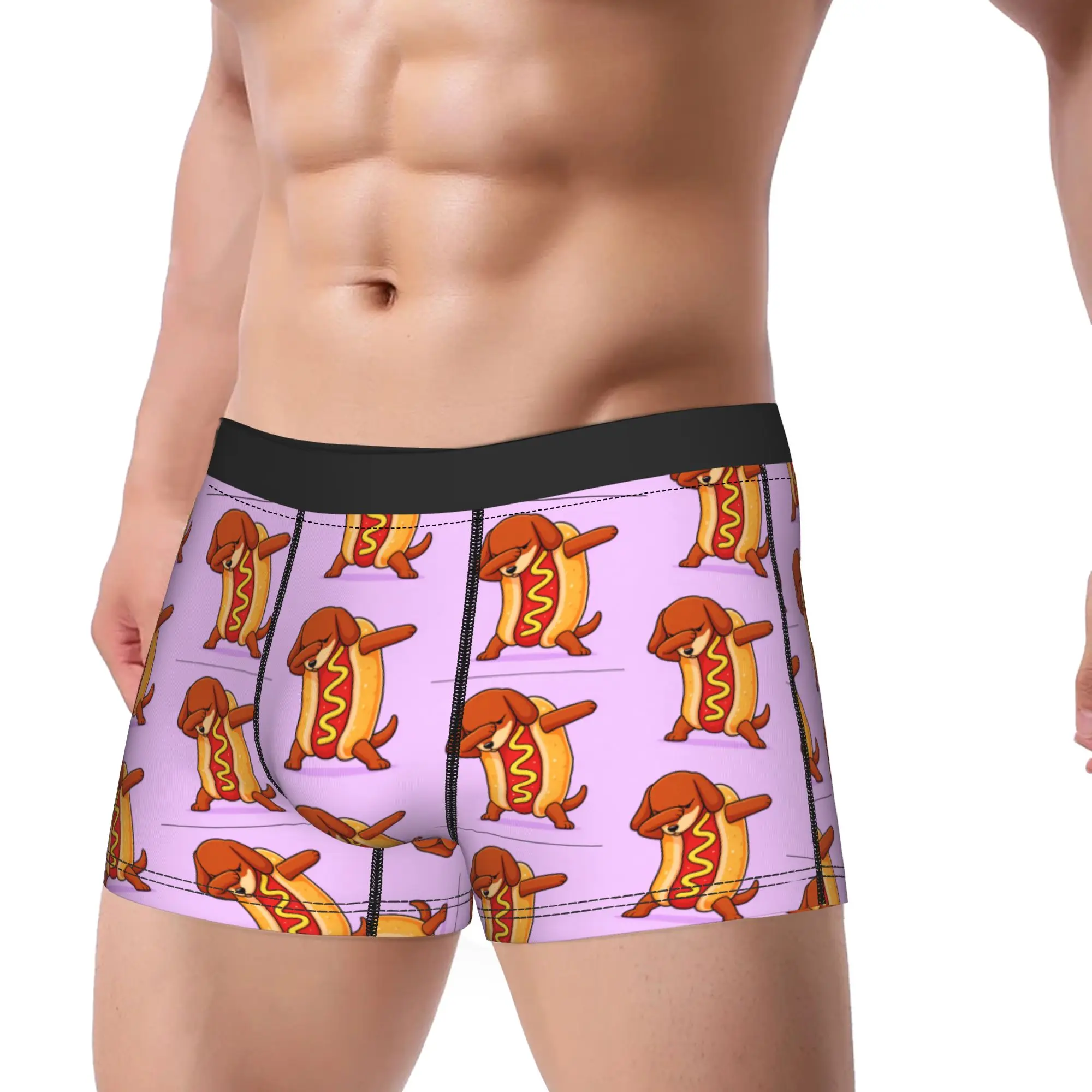 Dabbing Dachshund Hot Dog Hybrid Cartoon Graphic Boxer Shorts  Pouch Underwear Hot Sale Custom Boxer Brief Novelty Underpants