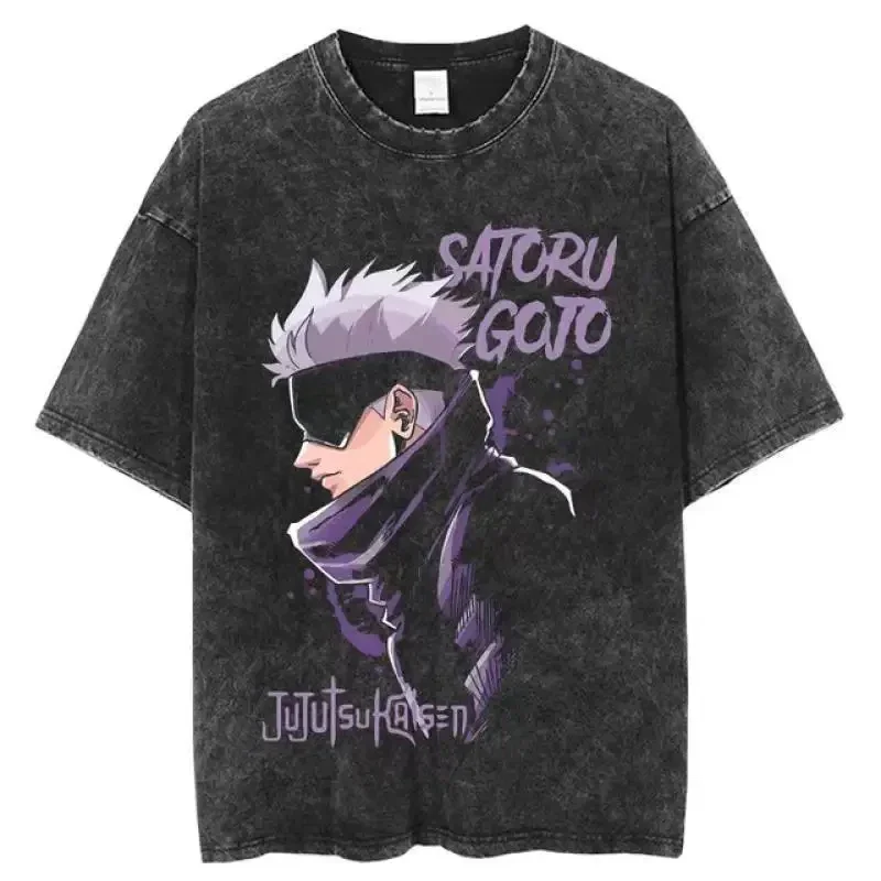 

Washed New Anime T Shirts High Quality Cotton Vintage Men Women Clothing Graphic Printed Retro T-shirts Summer Short Sleeve Tops