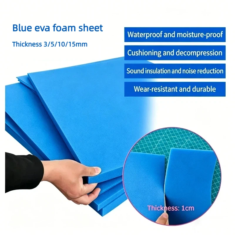1pc Thickness 3/5/10/15mm Blue EVA Foam Sheets Thick EVA Rubber Plate Sound-absorbing Foam Board Handmade Model Making Cosplay