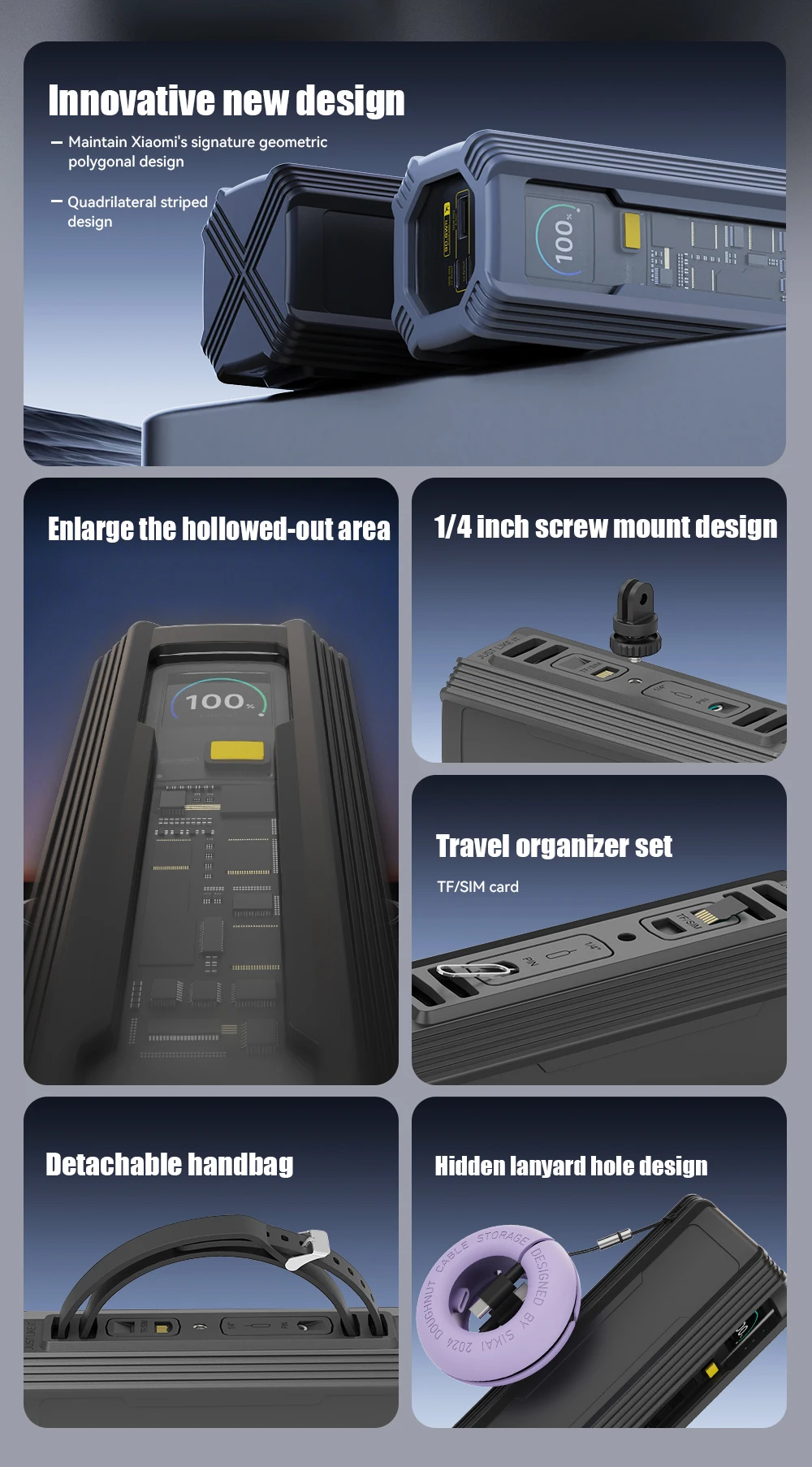 Silikonhülle für Xiaomi Mi Power Bank 25000 mAh 212 W Explorer Edition TF/SIM-Karte PIN-Aufbewahrung PortableTravel Case Aufbewahrungstasche – Detail 2