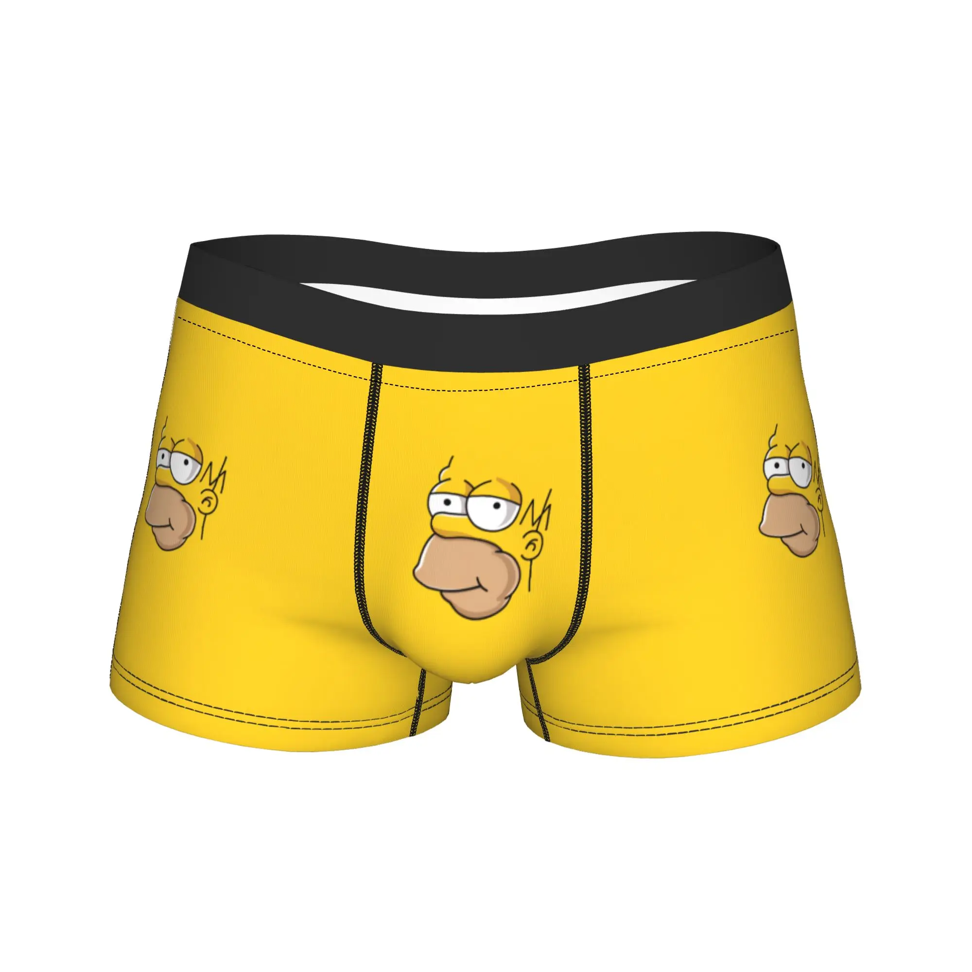 

Мужские трусы-боксеры с принтом персонажей Симпсонов на желтом фоне, сексуальные, мягкие, трусы-шорты, на заказ, больших размеров