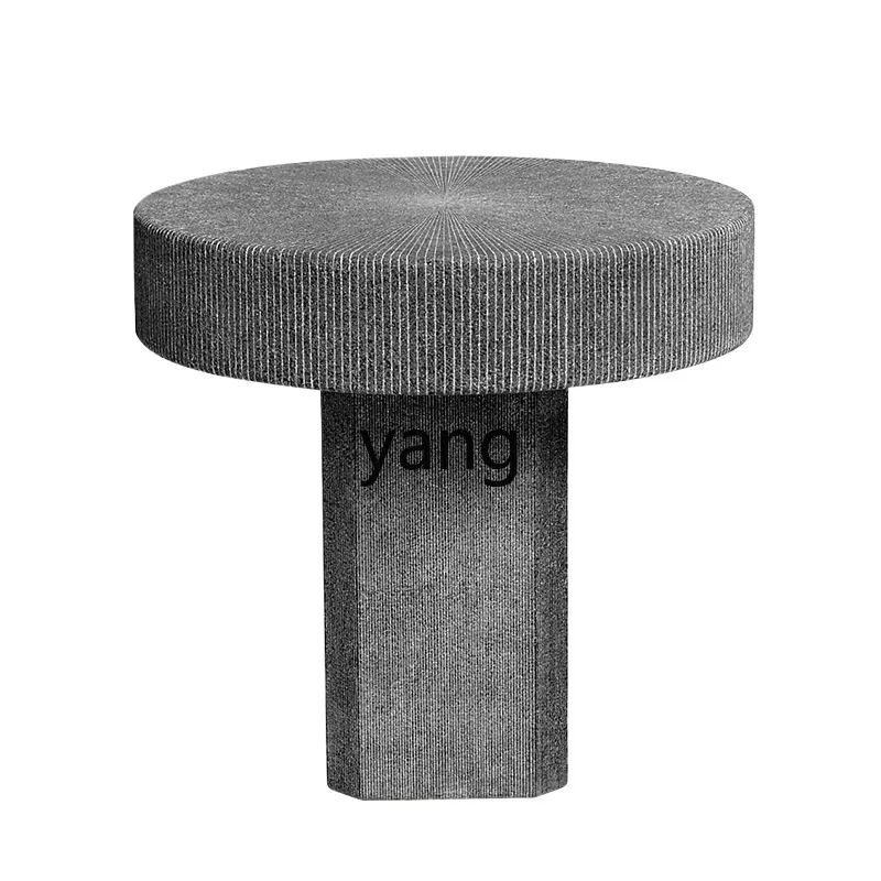 

Yjq Small Coffee Table Retro round Stonewashed Tea Table Chinese Style B & B Mid-Ancient Silent Style a Block of Wood Or Stone