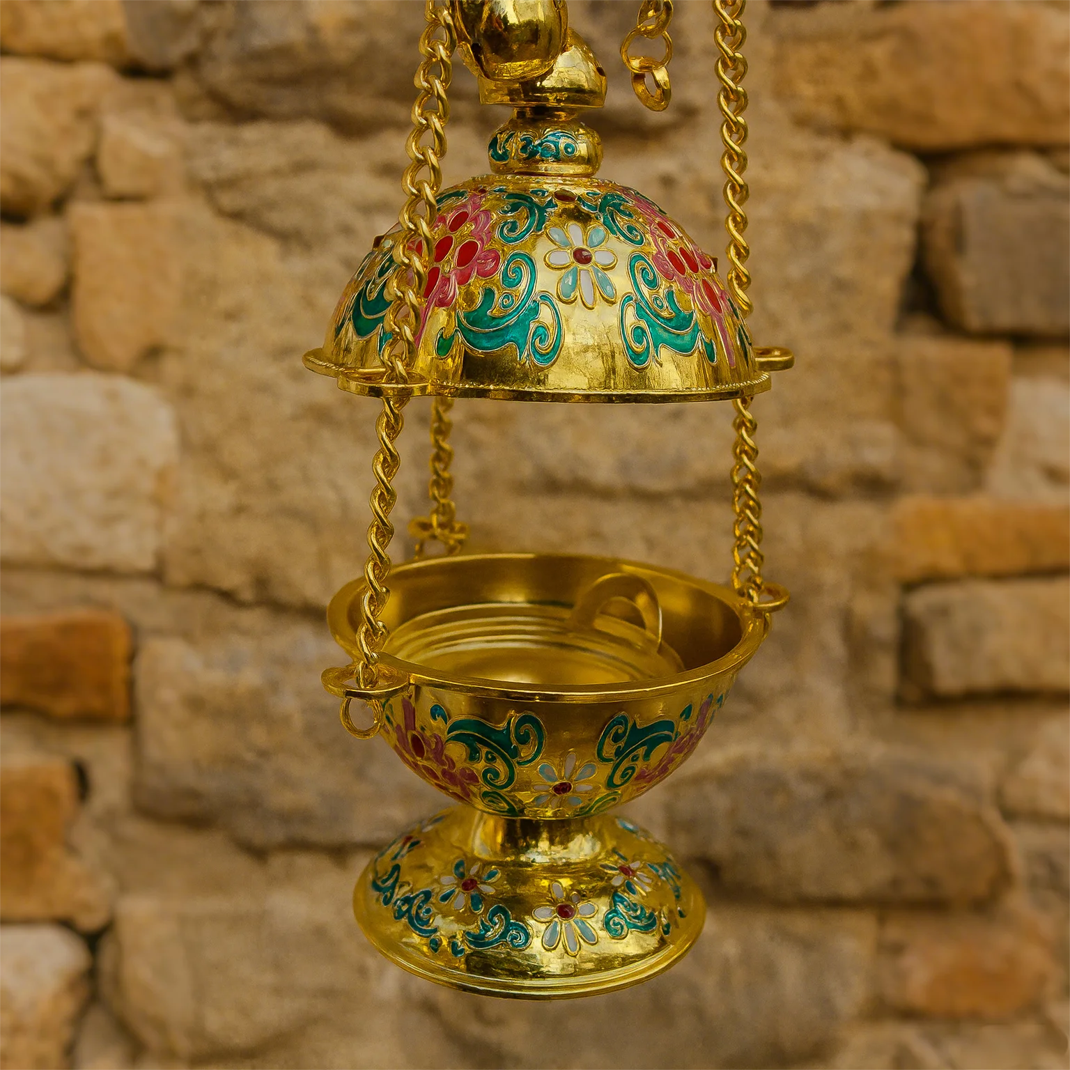 

Подвесная ортоксная курильница, церковная курильница с колокольчиком, христианская курильница с крестом, для домашнего или церковного использования, 6,8 дюйма