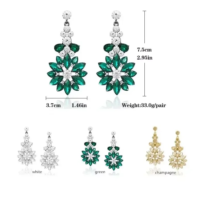 Veyofun Fashion Luxury Temperament Unique Large Crystal Rhinestone Pendant Earrings Wedding Ring Earrings Women\'s Fashion Jewelr