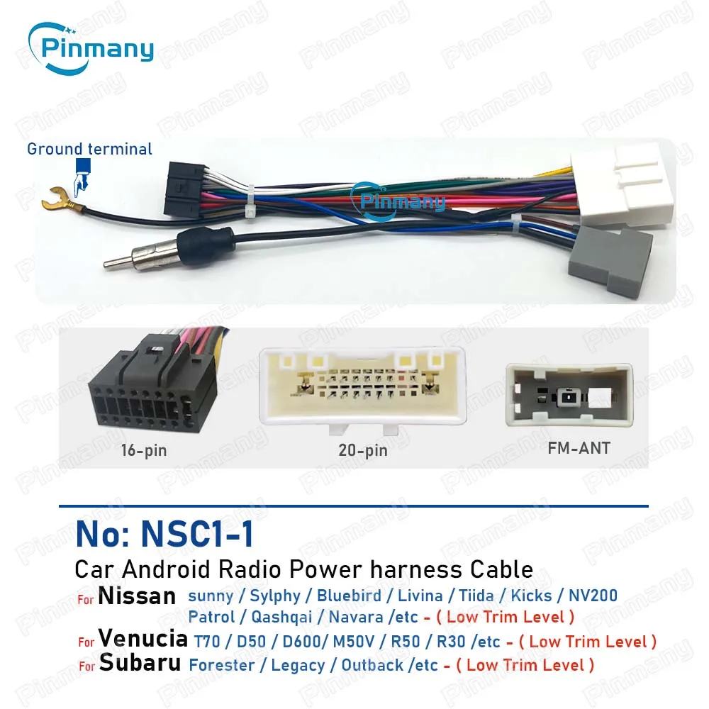 Car Stereo Cable Power Wire Harness Adapter NSC1 for Nissan Sunny Sylphy Bluebird Livina Tiida Kicks NV200 Patrol Qashqai