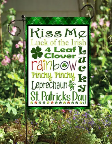 Kiss Me Luck Of The Irish Garden Flag ~  12x18   Double Sided