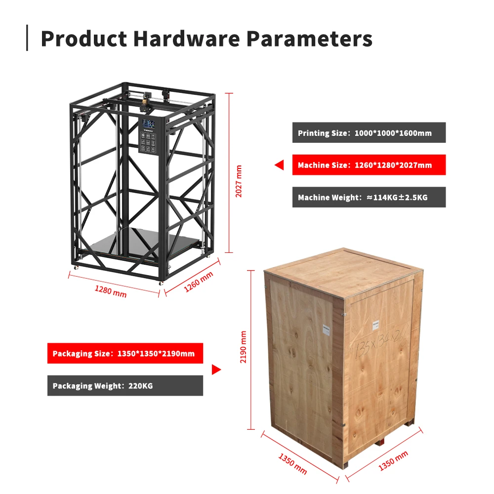 1000-16 Pro 3d Printer Big Large Size 1000*1000*1600mm High Speed Printing Stampante 3d Industrial 3d Printer