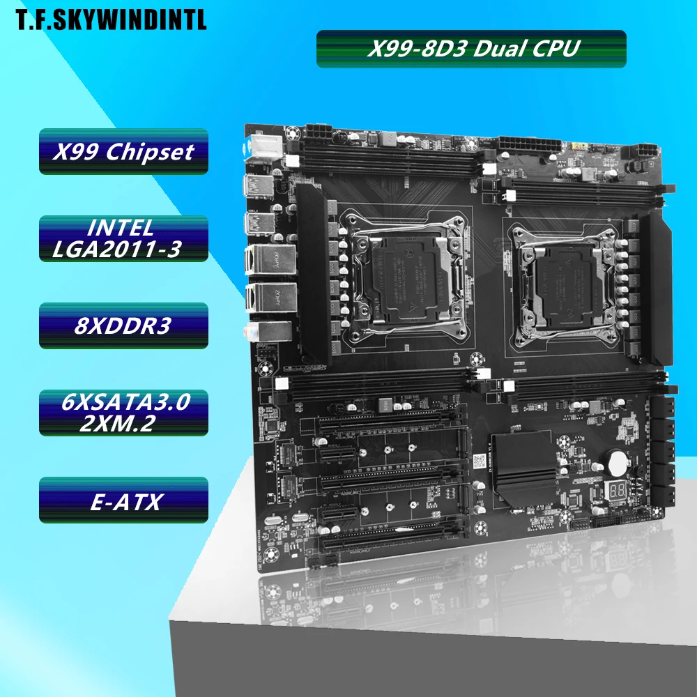 

X99D3 Dual-Channel E-ATX Motherboard, LGA 2011-3, 8 DDR3 Slots, Dual Gigabit LAN, 10 SATA, 3 PCIe 3.0 x16, M.2 NVMe, 5.1 Sound
