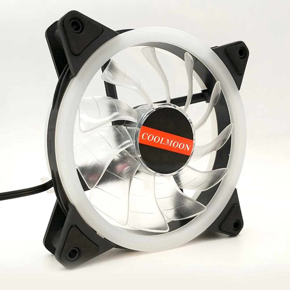 

1PC 12CM Mute Computer Fan Cool LED Computer Fan Double Aperture RGB Cooling Fan Desktop Computer Main Case Fan for Home Dorm (P