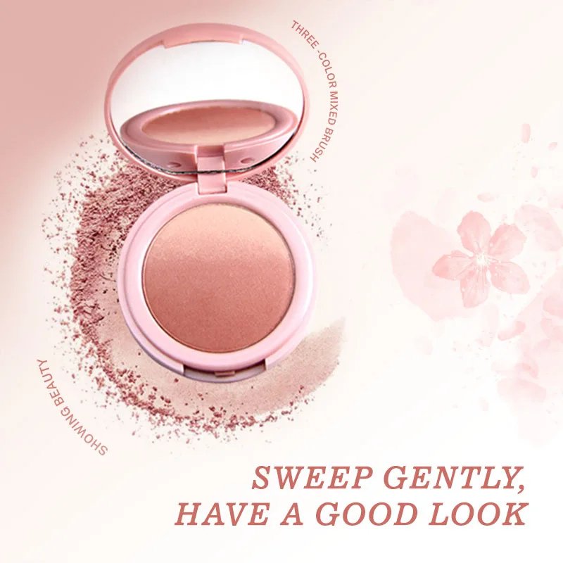 Levendig Blush-palet, meerkleurig verloopontwerp, lichtgewicht en mengbare kleur, gezichtscosmetica, met eenvoudig te gebruiken spiegel
