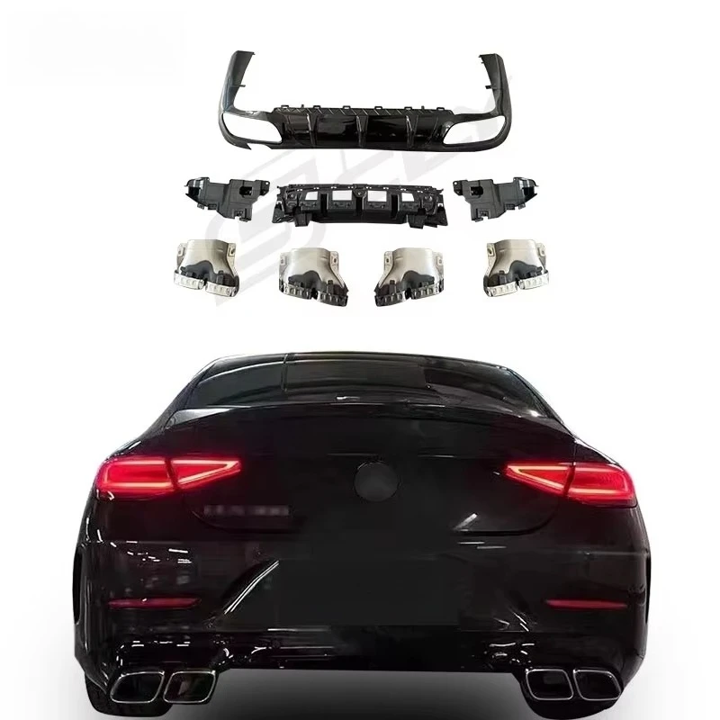 

C257 Diffuser for benz CLS Class Upgrade CLS63 AMG Rear Lip Diffuser with Exhaust 2019-2022