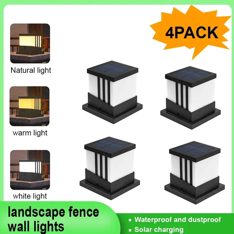 outdoor solar fence post lights warm cap lights a prova dagua para decorar jardim pathway 2000 mah 01