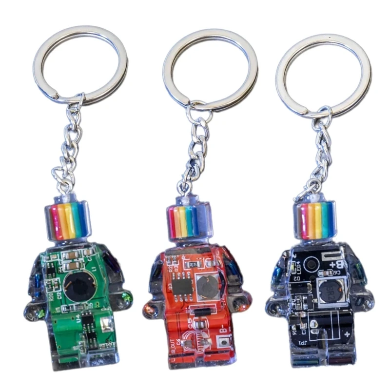 Mini Electronic Robot Keychain Pendant Colorful Phone Charm Hip-Hop Punk Key Rings Ornament for Fashion Lover