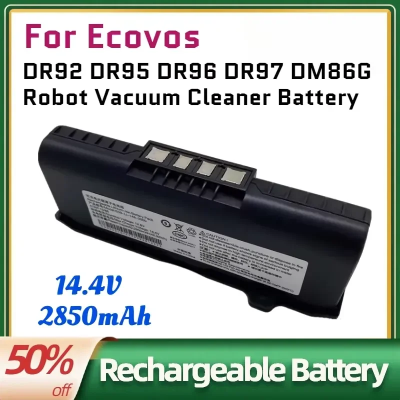 0 Cycles High-Quality 14.4V 2850mAh Battery for Ecovos DR92 DR95 DR96 DR97 DM86G Robot Vacuum Cleaner Battery Accessories