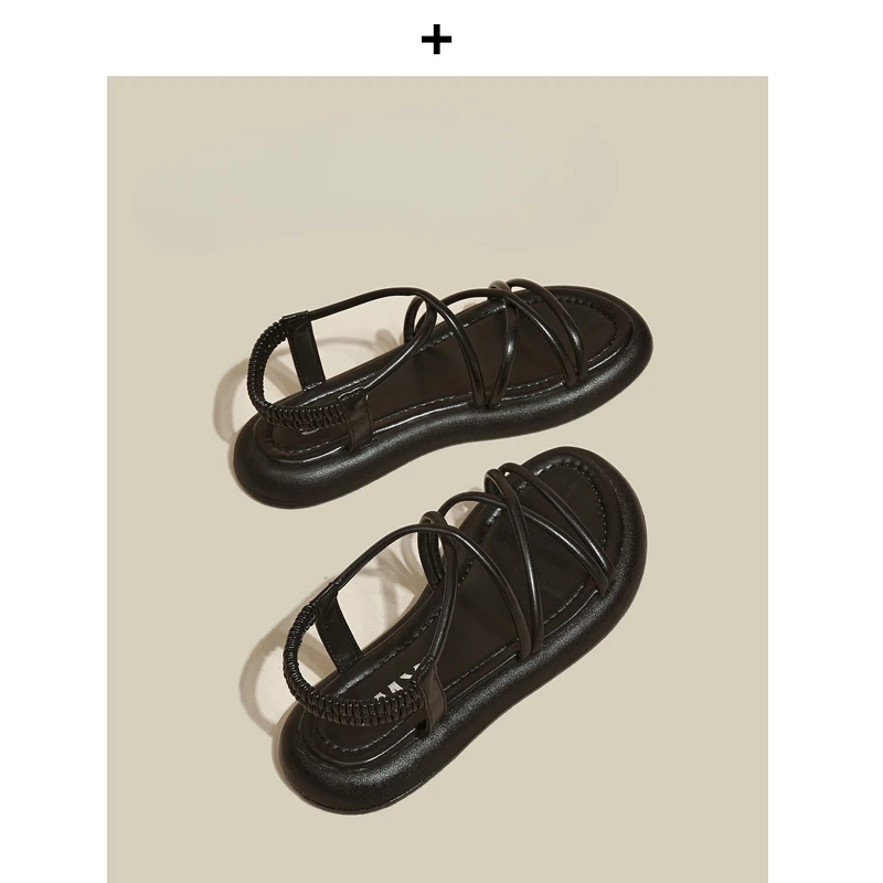 Thick Sole Sandals Women 2024 New Summer Soft Sole Elevated Casual Roman Sandals Small Womens Shoes Sandalias Mujer Sandal