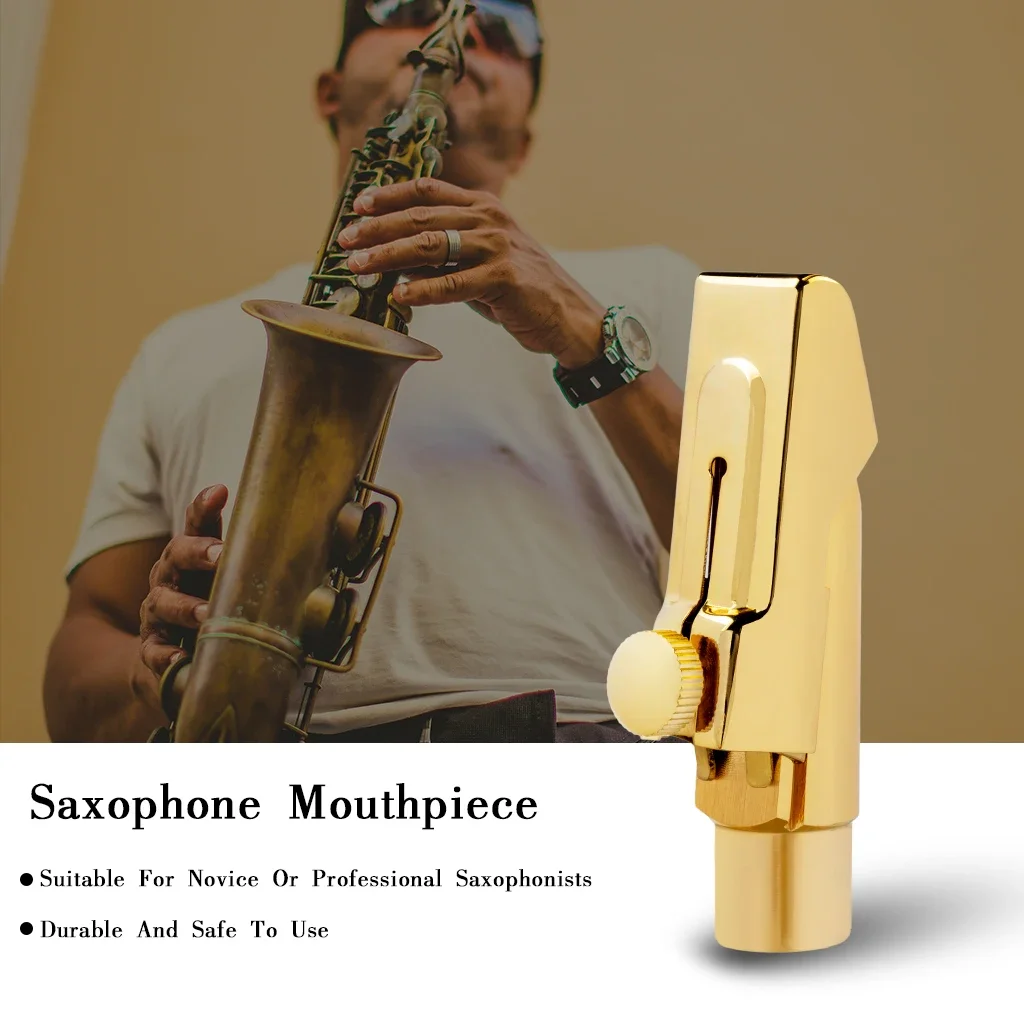 LOOK Soprano Saxophone Mouthpiece Gold Mouthpiece Sax Mouth Piece Adjustable Ligature Cap Clear Sound For JAZZ Orchestra Players