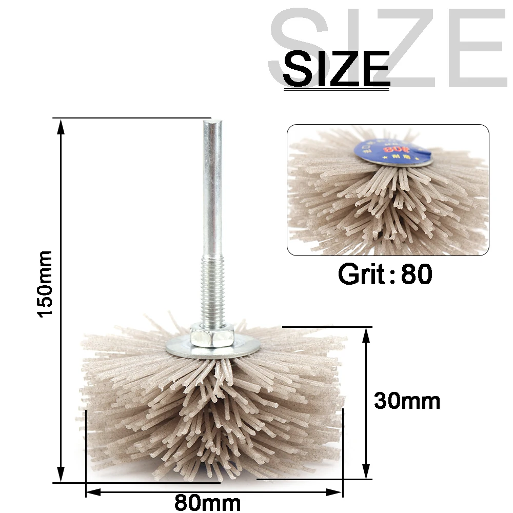 Abrasive Wire Grinding Flower Head Nylon Wire Brush Deburring Grinder Deburring & Polishing Metal Wood Carving (80-600 Grit)