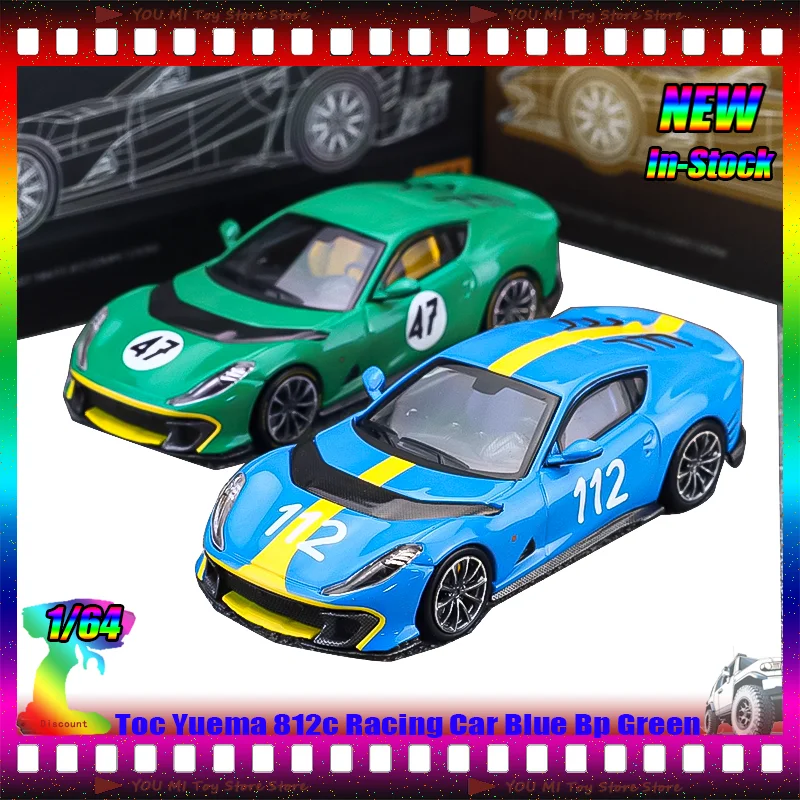 

New In Stock Toc 1:64 Yuema 812c Racing Car Blue Bp Green Alloy Closed Miniature Die-Cast Car Model Custom Collectible Toys Gift