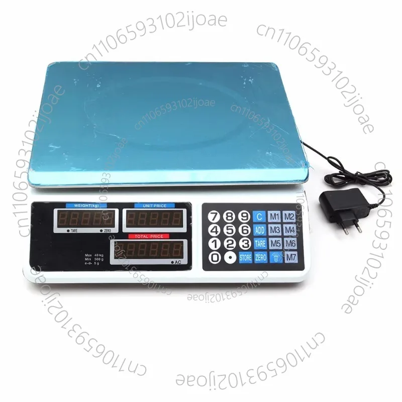 40kg Stainless Steel Electronic Scale Food Meat Counting Weighing Scale Price Computing Scale Store Supermarket Rechargeable