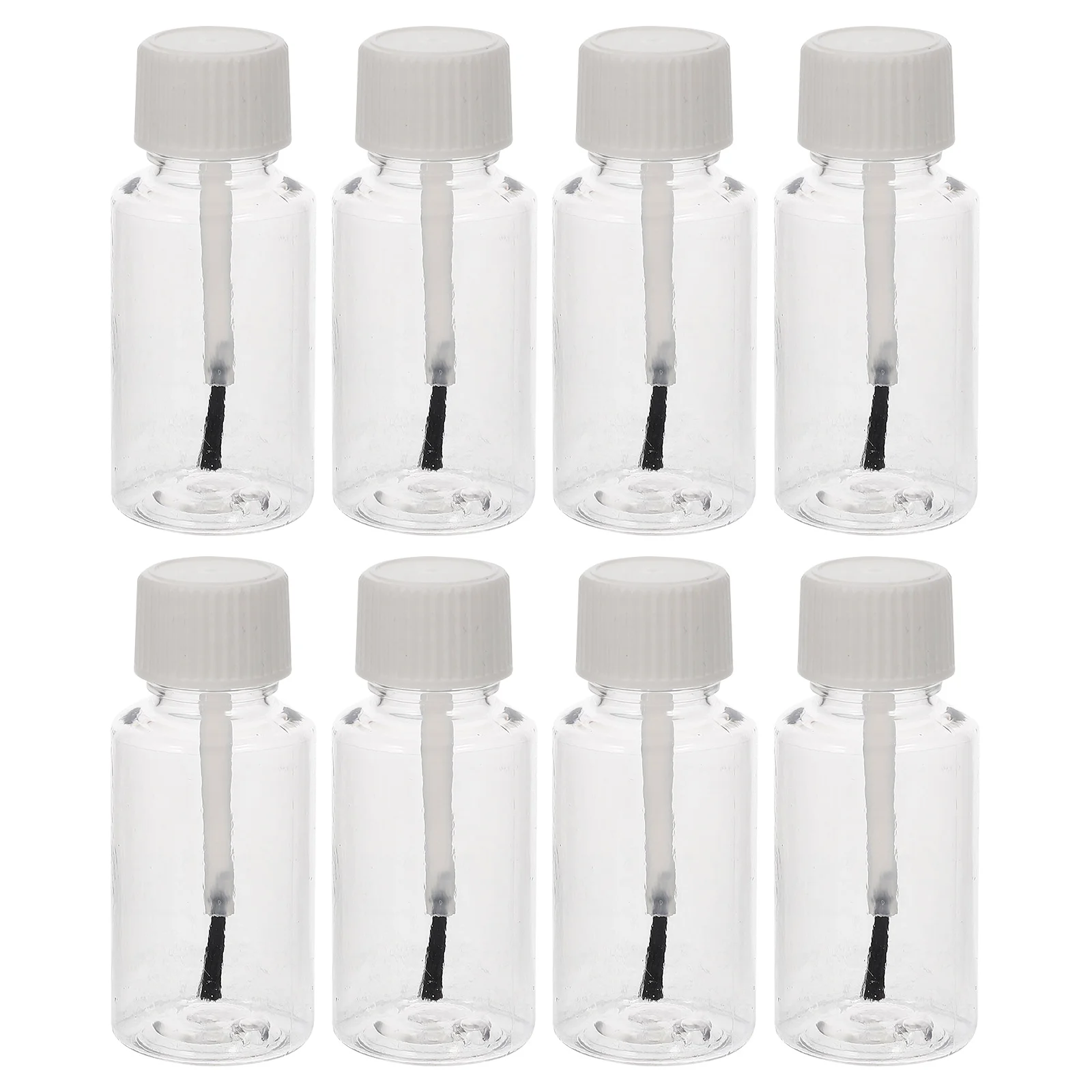 

8pcs Empty Nail Polish Bottles With Brush Clear Plastic Container For Essential Oil Tea Tree Oil Liquid Latex Manicure Art