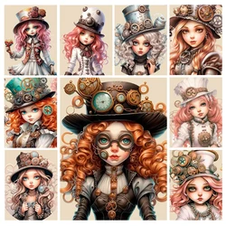 FULLCANG Diy 5D Diamond Painting Steampunk Cute Pretty Girls Full Rhinestone Art Mosaic Embroidery Kits Wall Decor Gift  FG2277