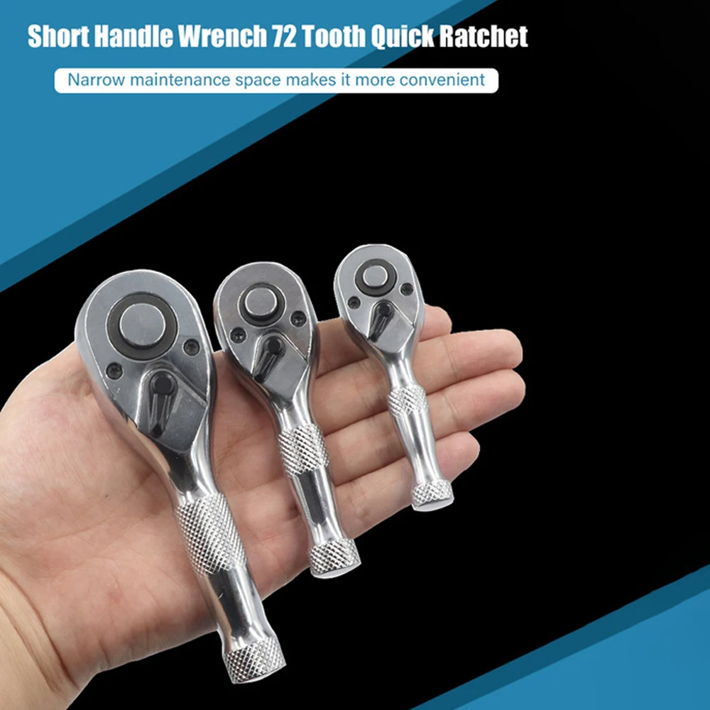 1/2 3/8 1/4 Inch Drive Stubby Ratchet Flex Head Ratchet Set Mini Stubby Ratchet Wrench 72 Tooth Quick Release Head Socket Wrench